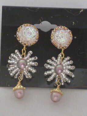 Snowflake crystal drop earrings handmade